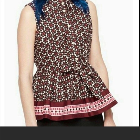 KATE SPADE RAMBLING ROSES RUFFLE TOP NWT - Picture 2 of 7